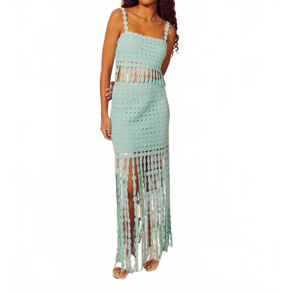 NEW SAYLOR women's elie embroidered set in aqua